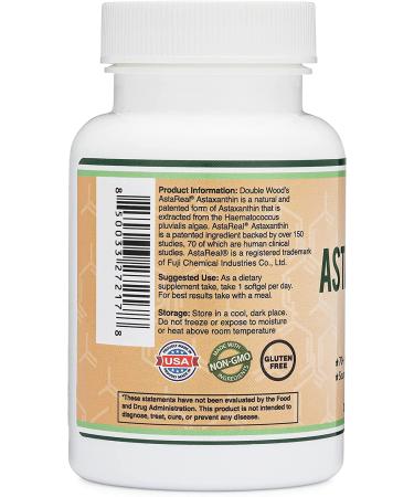 Astaxanthin 12mg Max Strength (AstaReal Patented Natural Astaxanthin) Made in USA by Double Wood Supplements - Buy Online on GoSupps.com