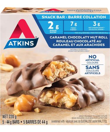 Atkins Endulge Bars - Coconut 1g Sugar Keto-Friendly High Fibre - 5-Count & Snack Bars - Caramel Chocolaty Nut Roll 2g Sugar Keto-Friendly High Fibre 5 count Endulge Bars + Snack Bars - Buy Online on GoSupps.com