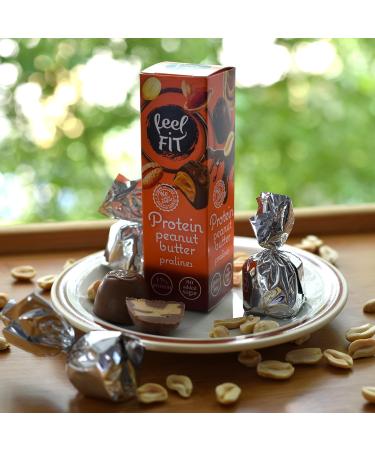 Feel Fit Chocolates with Peanut Butter - Sugar-Free Belgian Milk Chocolate 24-Pack 17% Protein & Gluten-Free Snacks - Buy Online on GoSupps.com