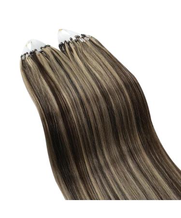 UGEAT Microring Hair Extensions - 50cm Real Hair Chocolate & Caramel Brown Micro Loop #4/27 - Premium Remy Quality - Buy Online on GoSupps.com