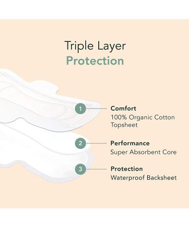 Rael Organic Cotton Heavy Absorbency Ultra Thin Pads - Unscented Extra Long Overnight for Postpartum (12 Count) - Buy Online on GoSupps.com