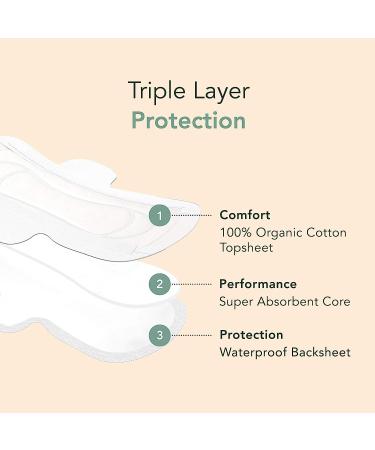 Rael Organic Cotton Cover Period Pads with Wings - Light Absorbency, 56 Count Petite Sanitary Napkins for Women - Unscented and Ultra Thin - Buy Online on GoSupps.com
