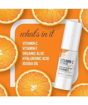 Buy All Natural Vitamin C Eye Cream - Dark Circles Fine Lines Hydration & Brightening with Hyaluronic Acid & Jojoba Oil - 1 fl.oz (30 ml - Buy Online on GoSupps.com