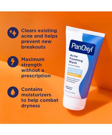 PanOxyl Acne Foaming Wash 10% Benzoyl Peroxide | Maximum Strength Treatment - 5.5 oz - Buy Online on GoSupps.com