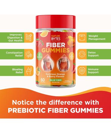 Prebiotic Fiber Gummies for Adults and Kids | 15g Inulin Fiber | Digestive Health, Bloating & Constipation Relief | Natural Berry & Orange Flavor - Buy Online on GoSupps.com