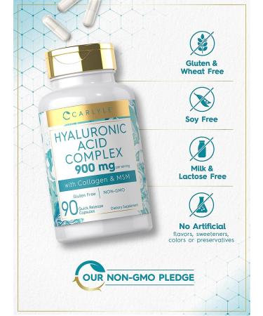 Carlyle Collagen with Hyaluronic Acid 900mg | 90 Capsules with MSM | Hydrolyzed Collagen Complex | Non-GMO & Gluten Free - Buy Online on GoSupps.com