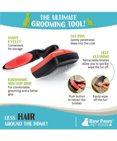 Raw Paws Self-Cleaning Slicker Brush for Dogs & Cats - Dematting & Deshedding Tool - Cat & Dog Shedding Brush - Buy Online on GoSupps.com