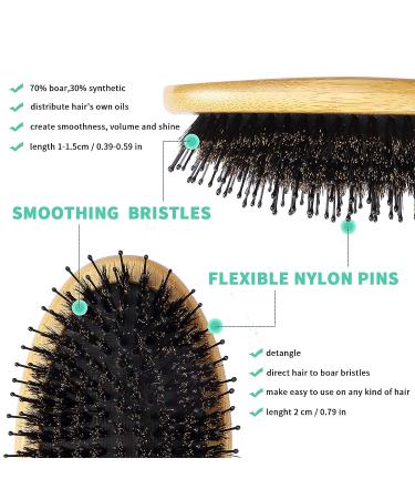Natural Boar Bristle Wooden Bamboo Hair Brush for Women and Men - Best Paddle Brush for Reducing Hair Breakage - Buy Online on GoSupps.com