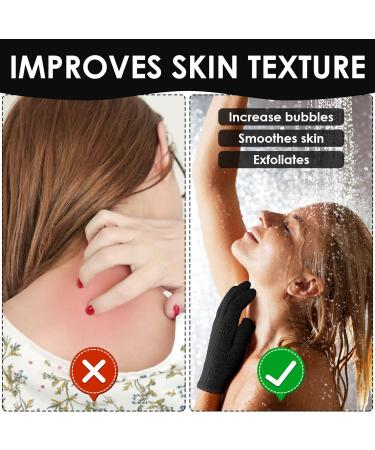 Sibba Bath Gloves - Natural Loofah Exfoliating Wash Gloves for Body and Face - Dead Skin Remover - Double Sided Microfibre - Black - Buy Online on GoSupps.com