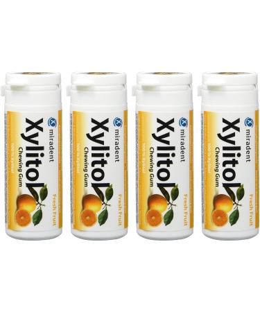 Miradent Xylitol Chewing Gum - Fresh Fruits 30 Pieces per Pack 4 Pack Bundle | Sugar-Free Dental Health - Buy Online on GoSupps.com