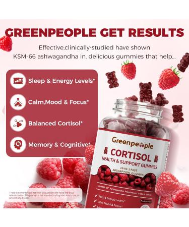 GREENPEOPLE Cortisol Supplements for Women & Men - Cortisol Reducer Detox Manager w/KSM-66 Ashwagandha/Magnesium/L-theanine/GABA/Vitamin B6 for Mood/Sleep/Stress Relief 60 CT Raspberry Flavor Gummies 60 Count (Pack of 1) - Buy Online on GoSupps.com