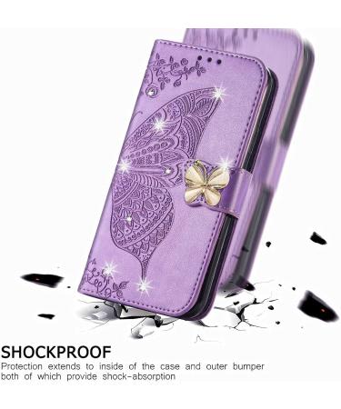Monwutong Hzd Protective Cover for Xiaomi Redmi 12 - 3D Butterfly Pattern PU Leather Folding Stand Magnetic Cap & Card Compartments - Light Violet - Buy Online on GoSupps.com