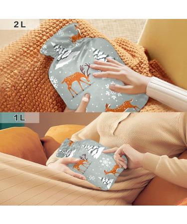 1L Durable Heat Bottle - Warm-Up Bag for Pain Relief & Cramps | Snowflakes & Deer Patterns | Ideal for Winter & Christmas - Buy Online on GoSupps.com