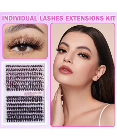 DIY Lash Extension Kit - 30D & 40D Individual Clusters Natural False Lashes with Bond Seal Applicator Tool & Tweezers - International Shipping - Buy Online on GoSupps.com