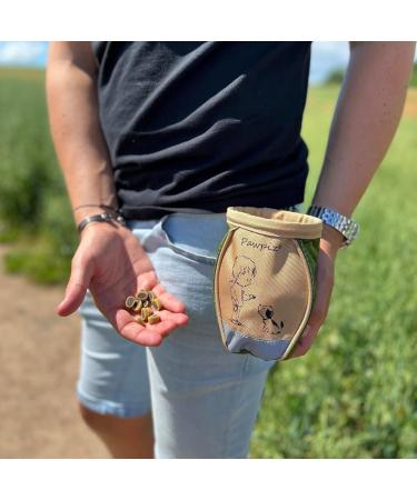 Pawpiz Dog Treat Pouch | Cute Clip-on Dog Treat Bag with Waist Clip Carabiner & Side Pocket | Waterproof Lining & Water-Resistant Shell | UK Brand (Khaki & Olive Green) - Buy Online on GoSupps.com