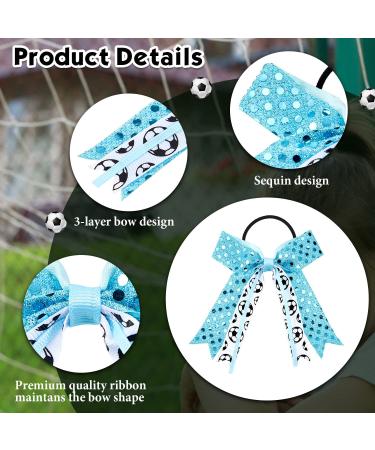 Juexica Soccer Hair Bows 16-Piece Set - Sparkly Accessories for Girls and Women Players - Elastic Scrunchies for Ponytails - Blue - Buy Online on GoSupps.com
