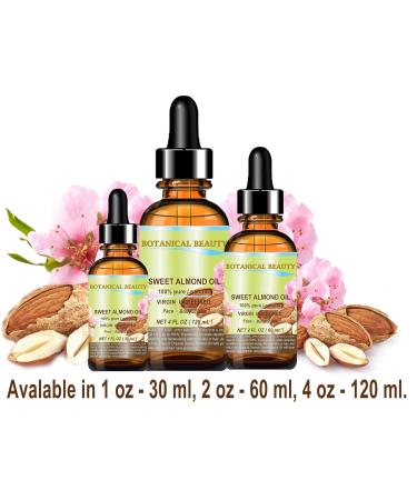 Botanical Beauty Sweet Almond Oil - 100% Pure Natural Virgin Unrefined Cold Pressed Carrier Oil for Face Skin Body Hair & Nails - 4 Fl. oz (120 ml) - Ideal for Massage & Skincare - Buy Online on GoSupps.com