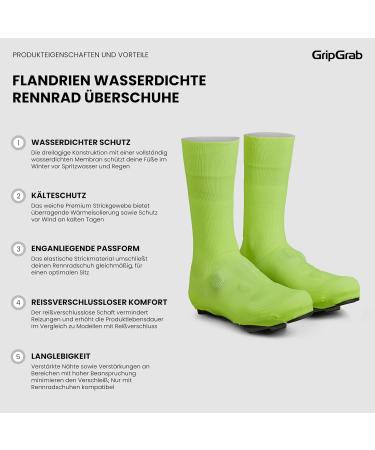 Gripgrab Flandria Waterproof Racing Bike Overshoes | Hi-Vis Yellow Knitted Aero Cover Socks XL (45-47) - Ultimate Rain Protection - Buy Online on GoSupps.com