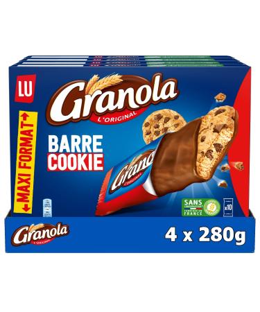 LU GRANOLA - 4 Boxes of 10 Cookie Granola Bars - Pocket Size Family Pack - Pack of Chocolate Bars - Ideal for Snacks - Made in France - Pack of 4x280g