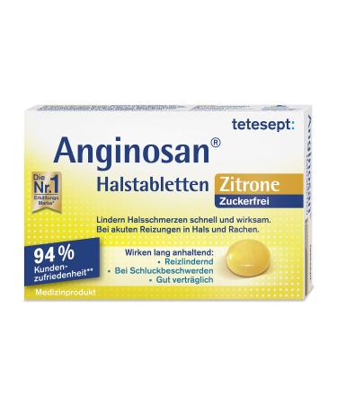 tetesept Anginosan throat lozenges lemon - sugar-free sore throat lozenges for acute irritations in the throat and pharynx 1 x 20 pieces - Buy Online on GoSupps.com