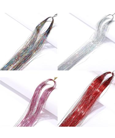 12 Colors Glitter Hair Strands | Lametta Hair Extensions for Women | 90cm Cosplay & Party Essentials - Buy Online on GoSupps.com