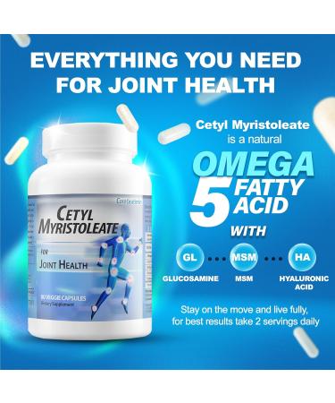 Cetyl Myristoleate Soft Gels Omega 5 Fatty Acid - Joint Relief & Mobility Support - With Glucosamine, Turmeric - 90 Soft Gels - Buy Online on GoSupps.com