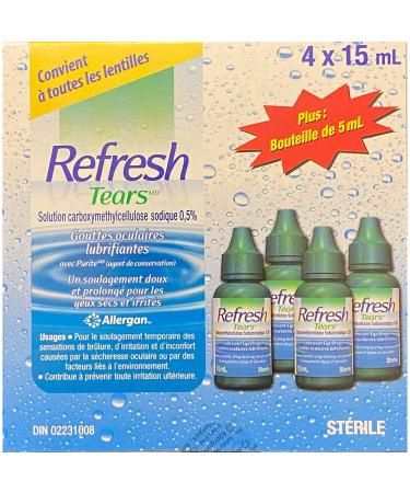 Refresh Tears Lubricant Eye Drops - 4x15ml + 1x5ml | Fast Relief for Dry Eyes - Buy Online on GoSupps.com