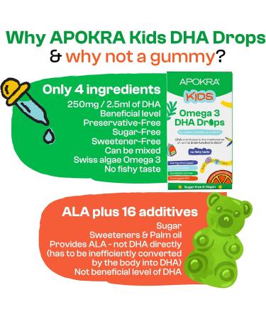 Omega 3 Vegan DHA drops for children bundle 50 ml no fish flavor preservative free and sugar free Sustainable algae alternative to fish oil APOKRA Kids 3 - Buy Online on GoSupps.com