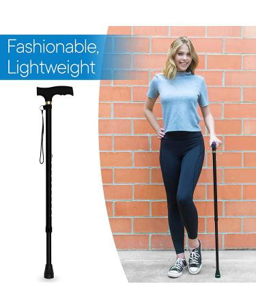 RMS Adjustable Offset Walking Cane - Lightweight Aluminum Stick with Ergonomic Handle and Wrist Strap - Daily Living Aid for Limited Mobility (Black) - Buy Online on GoSupps.com