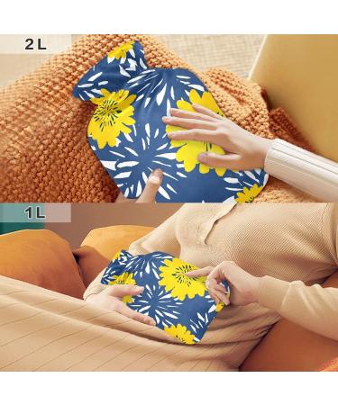 Floral Hot Water Bottle 1L - BPA Free Small Hot Water Bag for Pain Relief & Hot/Cold Compress - Buy Online on GoSupps.com