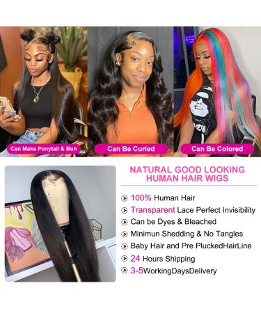 Lace Front Human Hair Wig 20 Straight 5x5 HD Closure Pre Plucked 180% Density Brazilian Virgin Hair Natural Color - Perfect for Black Women - Buy Online on GoSupps.com