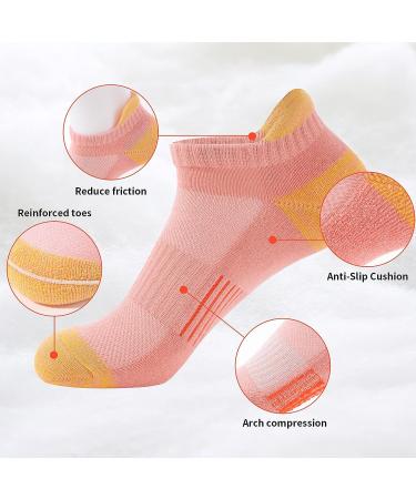 BUDERMMY Women's Running Ankle Socks - 5-6 Pairs Athletic Cotton Cushioned No Show Socks - Size 8-10, Mixed Colors - Buy Online on GoSupps.com