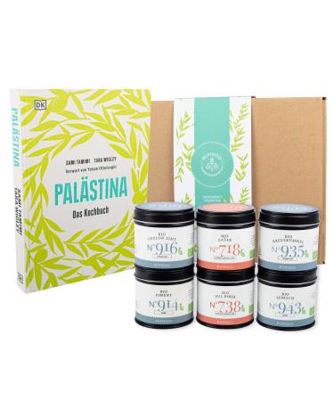 Rimoco gift set "Palestine" - Set Content: Palestine Das cookbook Zatar 50g Pul Biber 70G Piment 45g Ceylon cinnamon 50g cumin 50g sumach 60g set: "Palestina"