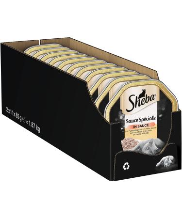 Sheba wet cat food Sauce Sp ciale 22 bowls 11x85g (pack of 2) wet cat food with turkey bites in a light sauce