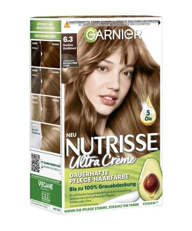 Garnier Nutrisse Permanent care hair color with nourishing fruit caves coloring with 8 weeks stop ultra cr me tint 63 dark gold blonde gold blonde 1 piece (1 Pack)