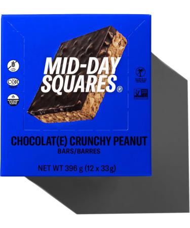 Mid-Day Squares Crunchy Peanut Bars 33g each 3 Packs (36 Squares) | Made with Real Chocolate 6g Plant Protein 4g Fiber Gluten Free Certified Vegan Crunchy Peanut 12 Count (Pack of 3) - Buy Online on GoSupps.com