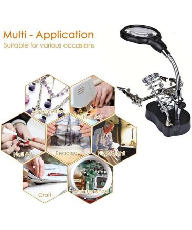 Magnifying Glass LED 3X Magnifying Lamp Metal Clamp Reading Jewellery Loupe Watch and Electronic Repair Magnifier Safehappy - Buy Online on GoSupps.com