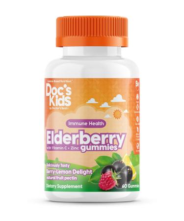 Doctor's Best Doc's Kids Elderberry Gummies with Vitamin C + Zinc Berry Lemon Delight Flavor 60 Gummies