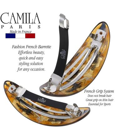 Camila Paris CP3322 French Oval Hair Barrette for Thick Curly Wavy Long Hair - Strong Hold Grip Clips for Women - No Slip Rubberized Metal Clasp - Styling Hair Accessory - Made in France (Gold) - Buy Online on GoSupps.com