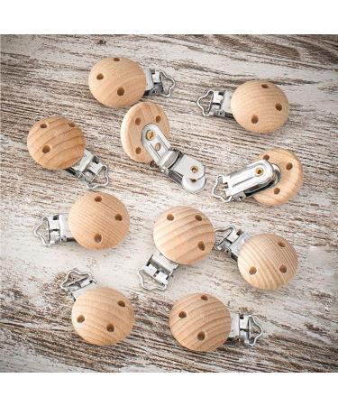 Ruby 10-Piece Natural Wood Pacifier Clips | Safe & Stylish Dummy Clip Holder for Babies and Kids - Buy Online on GoSupps.com