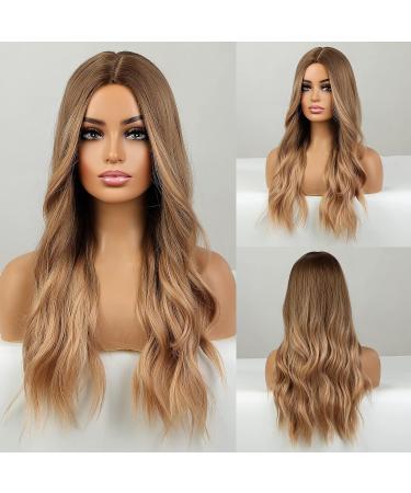 Buy Haircube Long Blonde Ombre Wig - Wavy Curly Middle Part Synthetic Hair for Women | 66.04 cm | Perfect for Parties & Daily Use - Buy Online on GoSupps.com