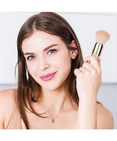Retractable Powder Brush Retractable Foundation Brush | Cosmetic Brush Set | 5 in 1 Travel Powder Makeup Brush Portable Eyeshadow and Concealer Brushes for All Around Rose Gold - Buy Online on GoSupps.com
