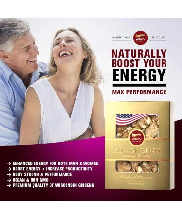 Premium Quality of Extra Large Round - American Wisconsin Ginseng Root (4oz/Box) Boosts Energy Performance & Mental Health for Men & Women. ZenGinseng USA - Buy Online on GoSupps.com