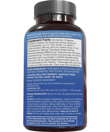 Joint Supplement with Glucosamine, Chondroitin, MSM, Turmeric, Boswellia & Hyaluronic Acid - 90 Capsules for Joint Support, Mobility & Comfort - Buy Online on GoSupps.com