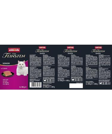 Animonda Vom Feinsten Senior Wet Cat Food - Lamb for Older Cats (7+) | 6 x 100g Pack - Premium Quality & International Shipping - Buy Online on GoSupps.com