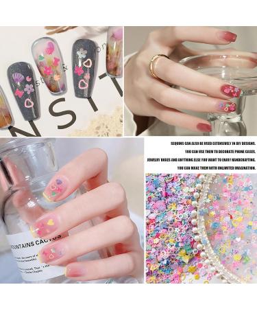Nail Art Glitter Sequins About 50g Multi-Shaped Mix Colorful Nail Flakes for Nail Art Shining Glitter Flakes for Women Girls Nail Design Decoration DIY Crafting - Buy Online on GoSupps.com