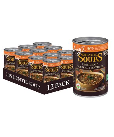 Amy s Kitchen Organic Lentil Soup Lower in Sodium Vegan Gluten-Free Dairy-Free Soy-Free Kosher Plant-Based 12-pack (398ml per can)