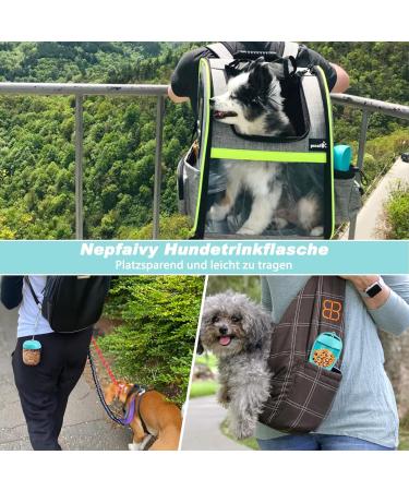Nepfaivy Portable Dog Water Bottle: 350ml Travel Bottle with 150ml Food Container - Ideal for Small Dogs on-the-Go Hiking & Traveling - Blue - Buy Online on GoSupps.com