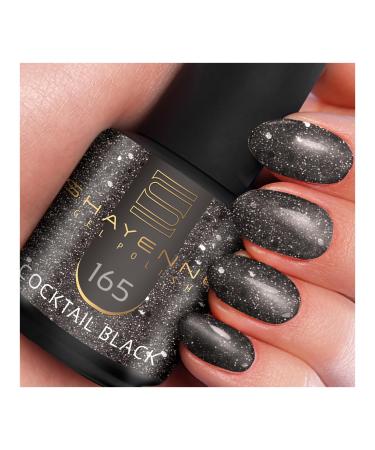 SHAYENNE Made in Germany Shellac Gel Nail Polish 15 ml for UV LED Lamp 165 Cocktail Black Glitter Gel Nail Polish for UV Nail Lamp LED Nail Polish Gel Polish Nail Gel