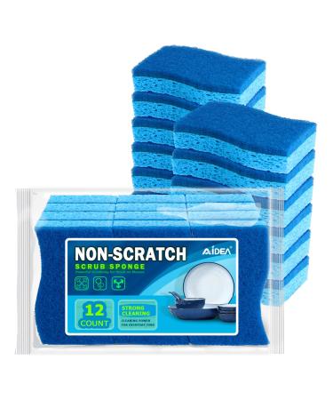 AIDEA-Brite Non-Scratch Scrub Sponge-24Count, Sponges for Dishes, Cleaning Sponge, Cleans Fast Without Scratching, Stands Up to Stuck-on Grime, Cleaning Power for Everyday Jobs 24 Count (Pack of 1)
